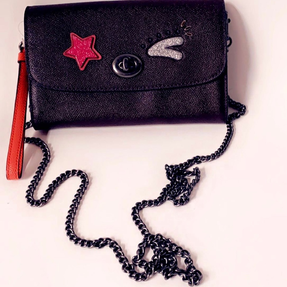 New Coach Bear Chain Crossbody Handbag Qb/oxblood - Picture 12 of 16